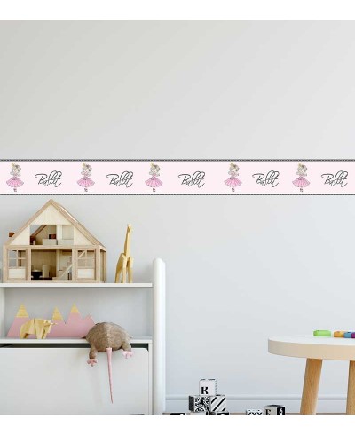 Border Balé em tons de rosa bebê, rosa chá, preto e cinza escuro Border Balé em tons de rosa bebê, rosa chá, preto e cinza escuro