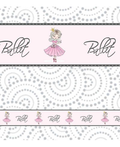 Border Balé em tons de rosa bebê, rosa chá, preto e cinza escuro Border Balé em tons de rosa bebê, rosa chá, preto e cinza escuro