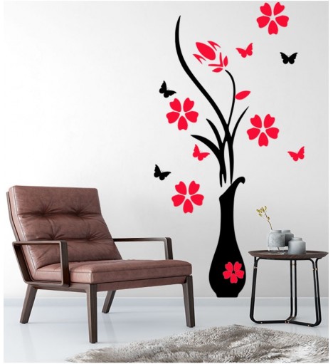 Adesivo Decorativo De Parede Flores e Borboletas