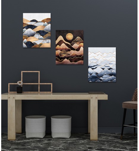 Conjunto de Quadros Decorativos Paisagem Abstrata