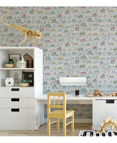 Papel de parede carros. Em tons de cinza, verde, preto, amarelo e carmim Papel de parede carros. Em tons de cinza, verde, preto, amarelo e carmim