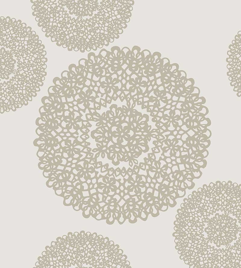 Papel de parede contemporâneo mandala. Com nuances em cinza claro e escuro.