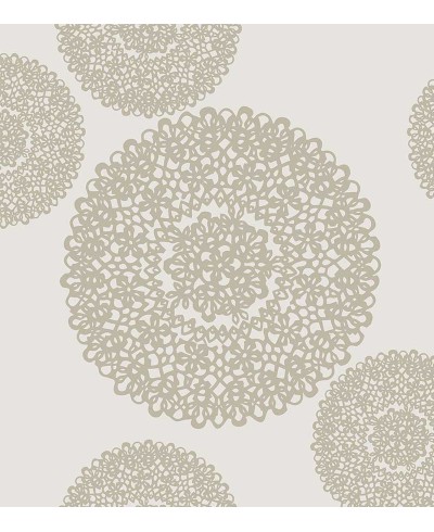 Papel de parede contemporâneo mandala. Com nuances em cinza claro e escuro.