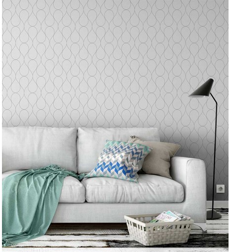 Papel de Parede Geométrico Ondulado Simples. Em cores neutras