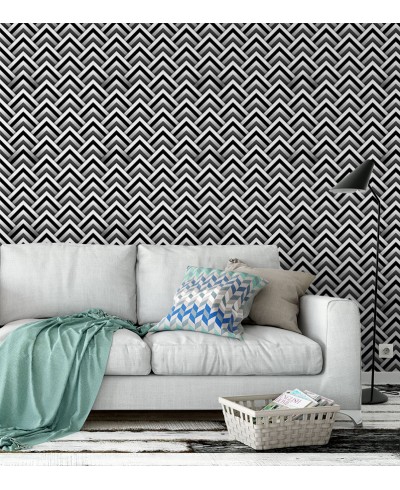 Papel de Parede Geométrico em Tons Preto, Cinza e Branco Papel de Parede Geométrico em Tons Preto, Cinza e Branco