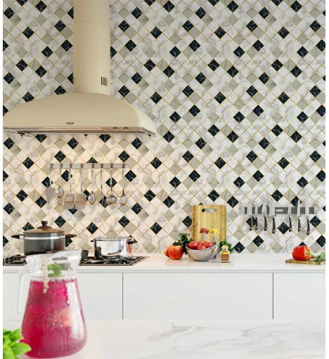 Papel de parede Textura mármore gold quadriculado