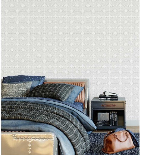 Papel de Parede 3D Flores em tons brancos e gelo