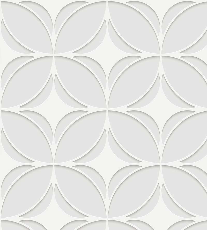 Papel de Parede 3D Flores em tons brancos e gelo