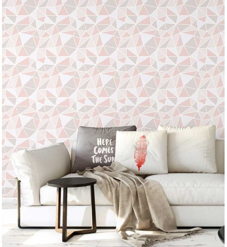 Papel de parede Abstrado em tons de cinza, rosa e branco