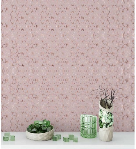 Papel de parede Rose floral geométrico