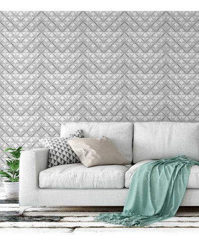 Papel de Parede 3D Estilo Pentágonos em tons de Branco e Cinza Papel de Parede 3D Estilo Pentágonos em tons de Branco e Cinza