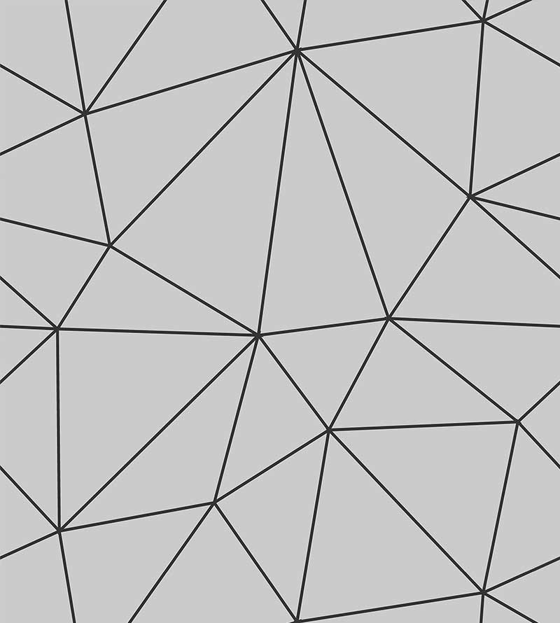 Papel de Parede Geométrico Polígonos em Tons de Cinza e Preto