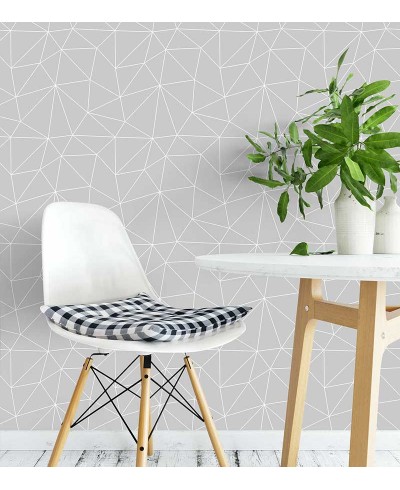 Papel de Parede Geométrico Polígonos em Tons de Cinza e Branco