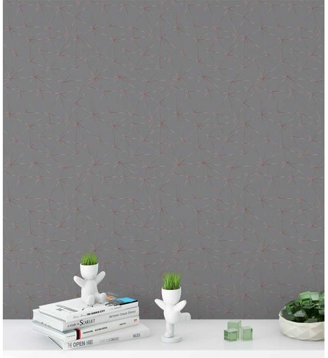 Papel de Parede Geométrico Polígonos em Tons de Cinza e Rose Gold