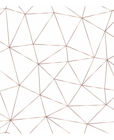 Papel de Parede Geométrico Polígonos em Tons de Branco e Rose gold