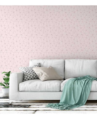 Papel de Parede Geométrico Polígonos em Tons de Rosa claro e Rose gold