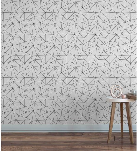Papel de Parede Geométrico Polígonos em Tons de Branco e Preto