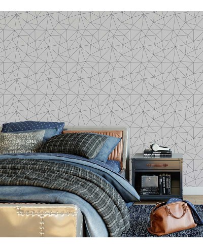 Papel de Parede Geométrico Polígonos em Tons de Cinza escuro e Cinza Claro