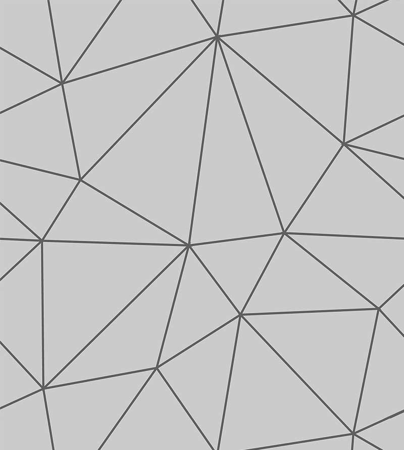 Papel de Parede Geométrico Polígonos em Tons de Cinza escuro e Cinza Claro