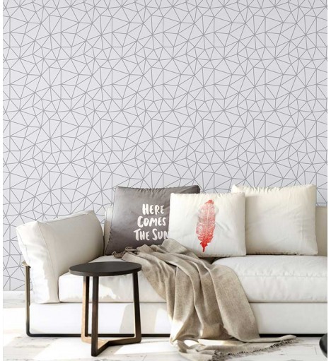 Papel de Parede Geométrico Polígonos em Tons de Cinza