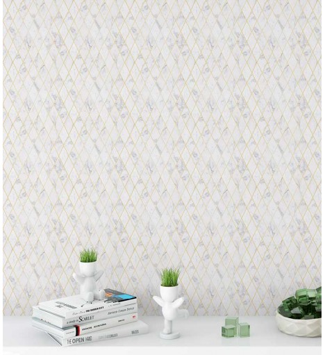 Papel de parede Tipo Losangos de Mármore Claro
