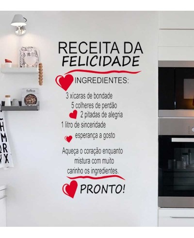Adesivo de cozinha receita da felicidade - Cozinha 24