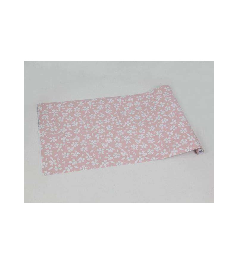 Papel de Parede com fundo em rosa claro, com detalhes em branco - Infantil 124
