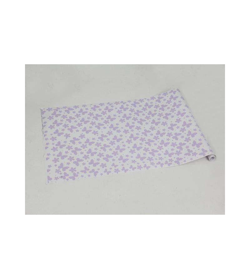 Papel de parede com fundo branco e desenhos na cor roxa - Infantil 94