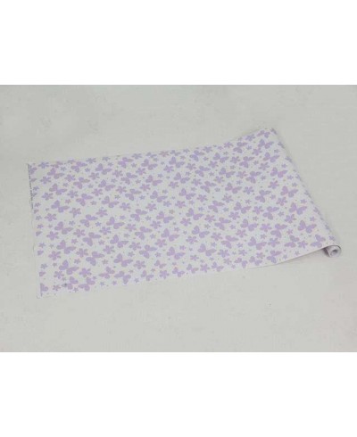 Papel de parede com fundo branco e desenhos na cor roxa - Infantil 94