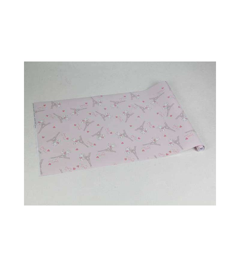 Papel de parede com fundo rosa claro e detalhes em branco e tons de rosa - Infantil 140