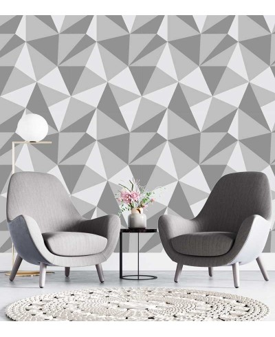 Papel de parede Geométrico Báltico Modelo em tons de cinza e branco