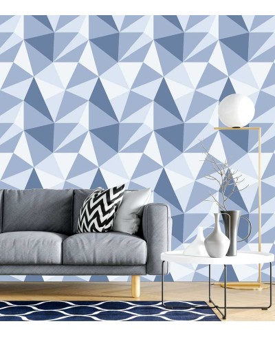 Papel de parede Geométrico Atlantico em tons de Azul, Branco e Cinza