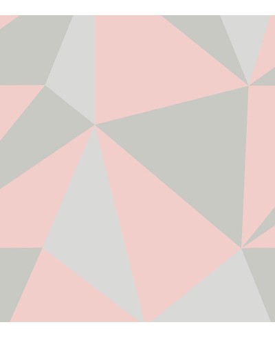 Papel de parede Geométrico Duquesa em tons de cinzas e rosa