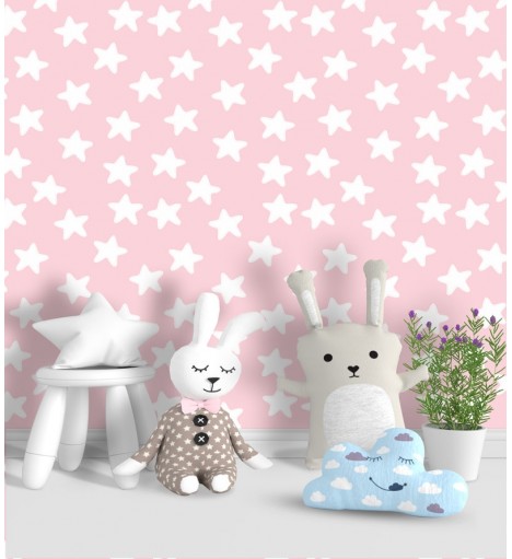Papel de parede Baby Fifi em tons de Rosa e Branco