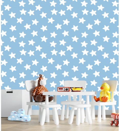 Papel de parede Zorg em tons de azul e branco