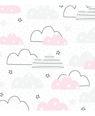 Papel de parede Baby Mia em tons de Branco, Preto, Cinza e Rosa