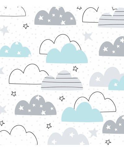 Papel de parede Baby Zuri em tons de Branco, Cinza e Azul Papel de parede Baby Zuri em tons de Branco, Cinza e Azul