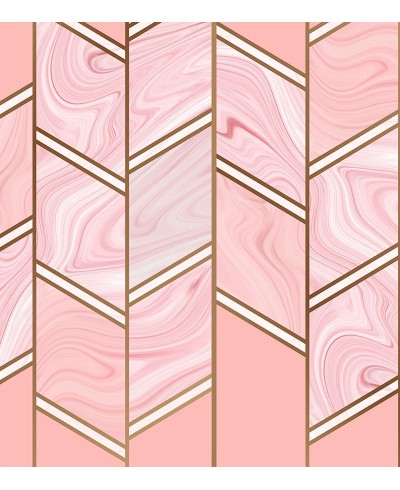 Papel de parede geométrico Mikonos, em tons de Rosa, Branco e Marrom