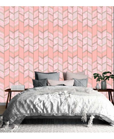Papel de parede geométrico Mikonos, em tons de Rosa, Branco e Marrom