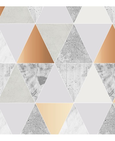 Papel de parede geométrico Roma em tons de Cinza e Gold