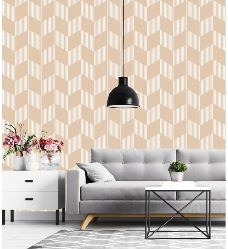 Papel de parede clássico Home Bege em tons de Bege e Branco