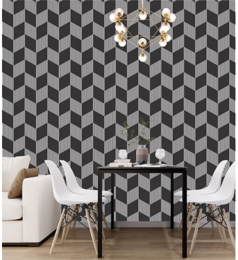 Papel de parede clássico Home Ébano em tons de Preto e Branco