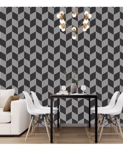 Papel de parede clássico Home Ébano em tons de Preto e Branco