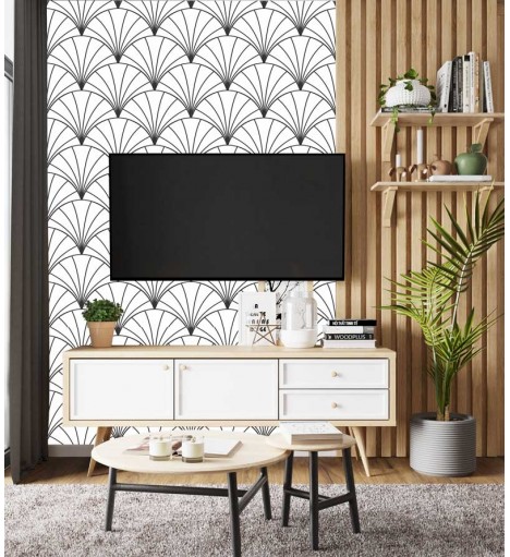 Papel de parede clássico Toquio em tons de Preto e Branco