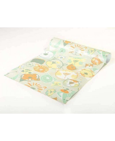 Papel de parede em tons verde, laranja, amarelo e detalhes brancos - Infantil 159