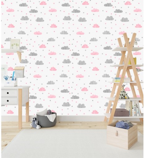 Papel de parede Aurora em tons de rosa e cinza