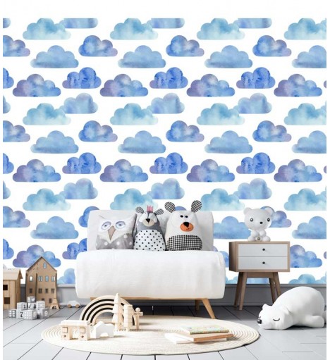 Papel de parede Celesto em tons de azul e branco