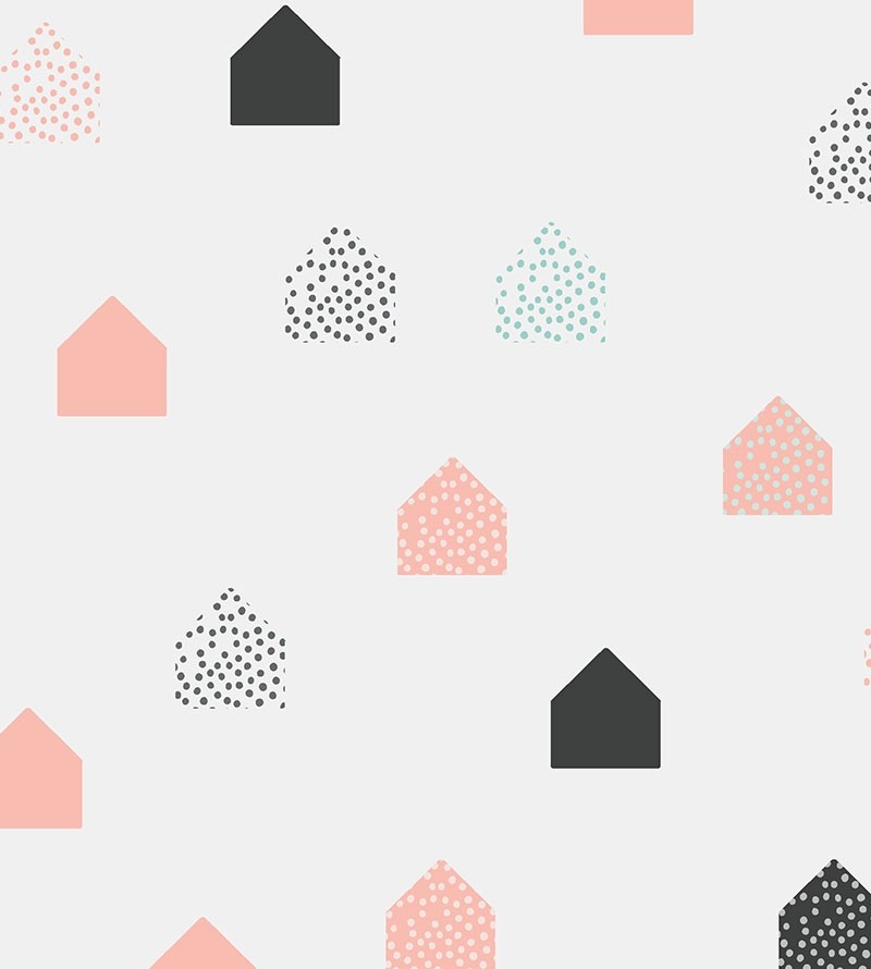 Papel de parede Marie em tons de cinza, rosa, verde e preto