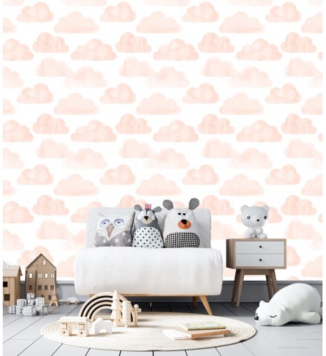 Papel de parede infantil Serena em tons de rosa e branco