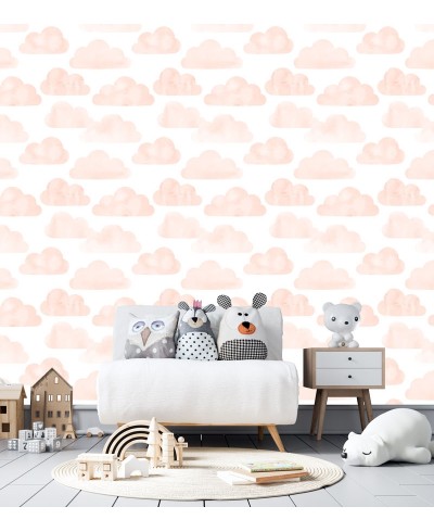 Papel de parede infantil Serena em tons de rosa e branco